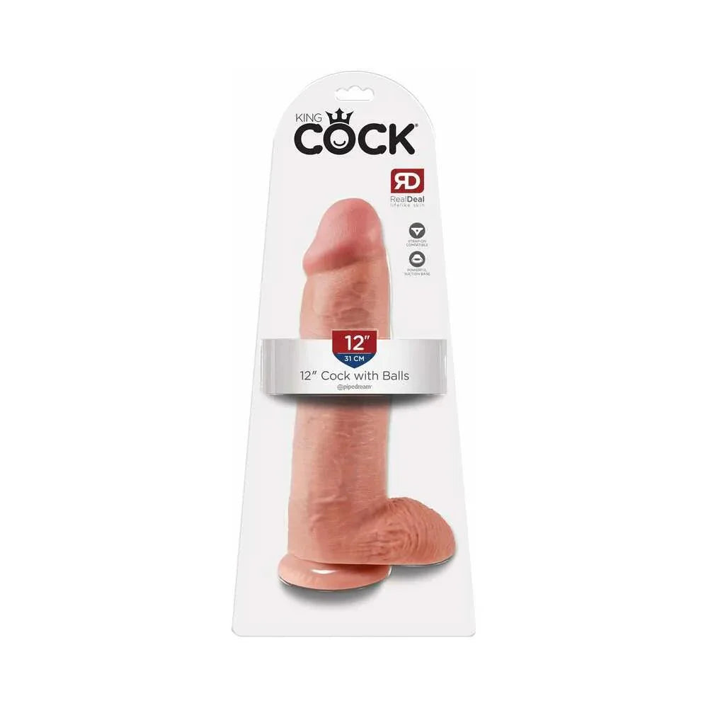 Pipedream King Cock 12 in. Cock With Balls Realistic Suction Cup Dildo - Buy At Luxury Toy X - Free 3-Day Shipping