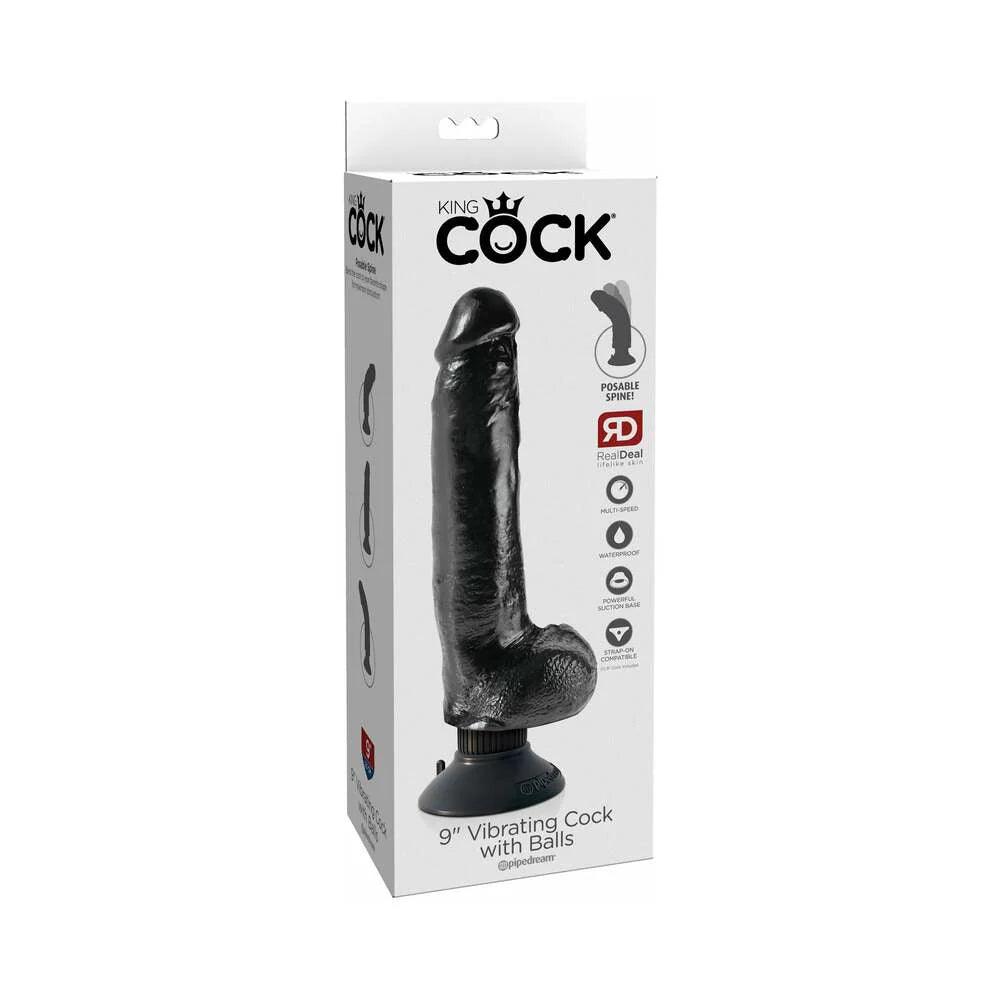 Pipedream King Cock 9 in. Vibrating Cock With Balls Poseable Suction Cup Dildo - Buy At Luxury Toy X - Free 3-Day Shipping