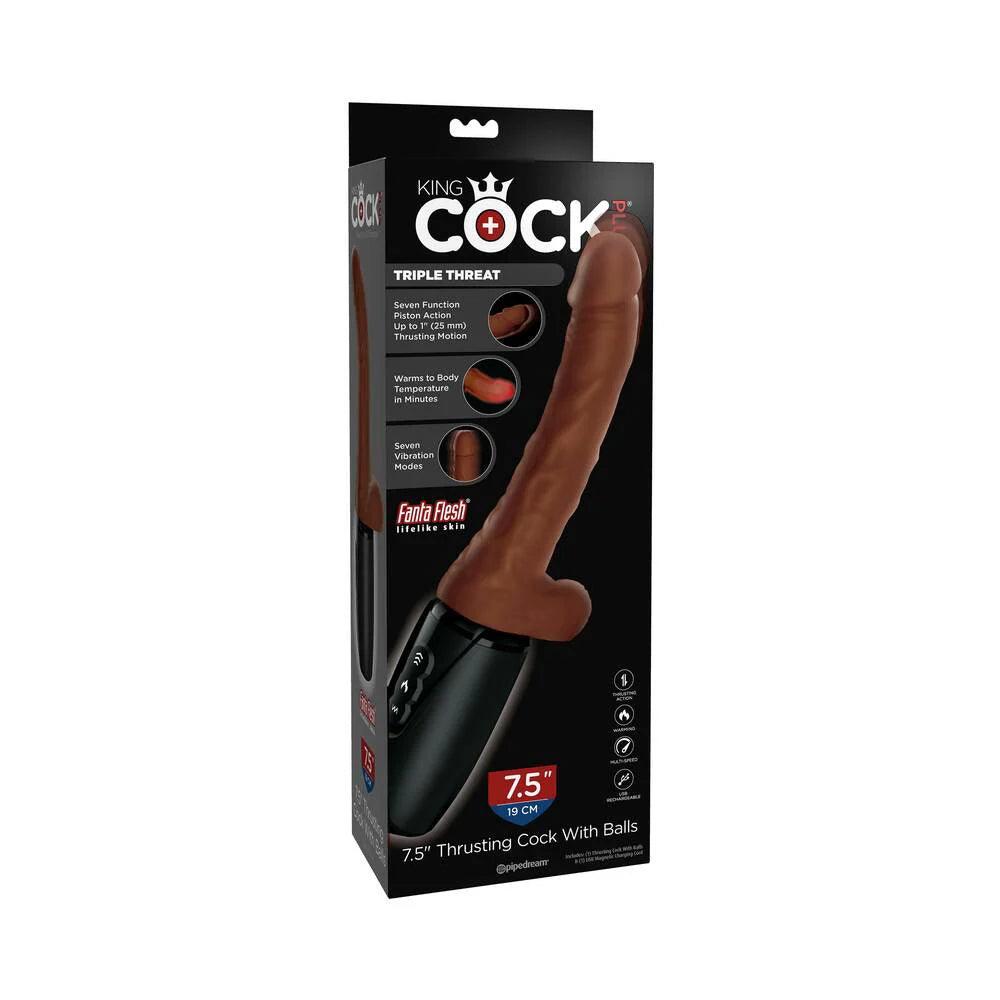 Pipedream King Cock Plus 7.5 in. Thrusting Cock With Balls Rechargeable Realistic Vibrator - Buy At Luxury Toy X - Free 3-Day Shipping