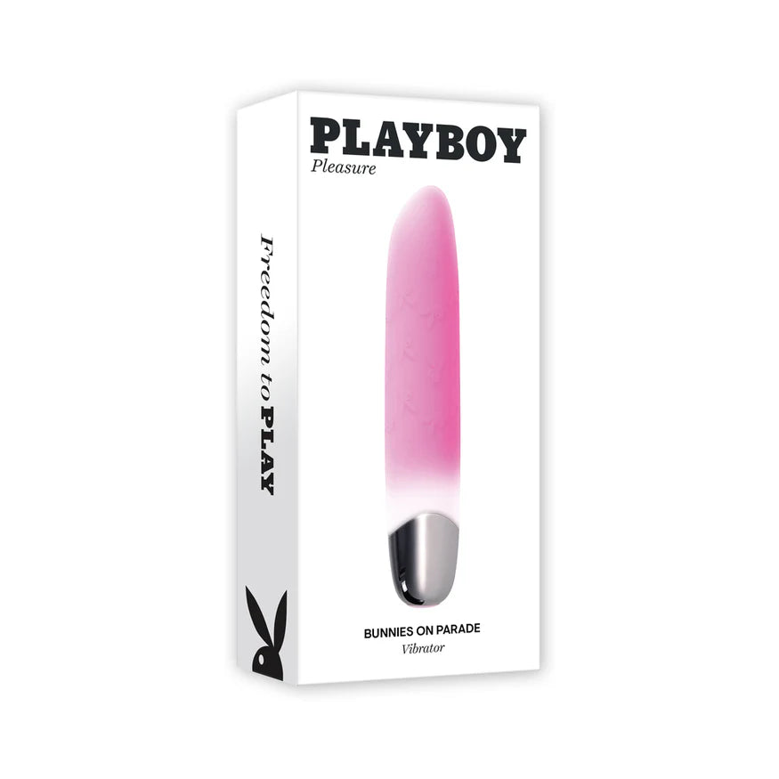 Playboy Bunnies On Parade Rechargeable Silicone Vibrator with Clitoral Stimulator – Squishy Vibrating Bullet for Intense Pleasure - Buy At Luxury Toy X - Free 3-Day Shipping