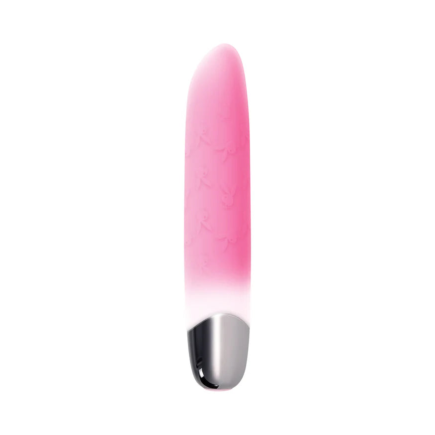 Playboy Bunnies On Parade Rechargeable Silicone Vibrator with Clitoral Stimulator – Squishy Vibrating Bullet for Intense Pleasure - Buy At Luxury Toy X - Free 3-Day Shipping