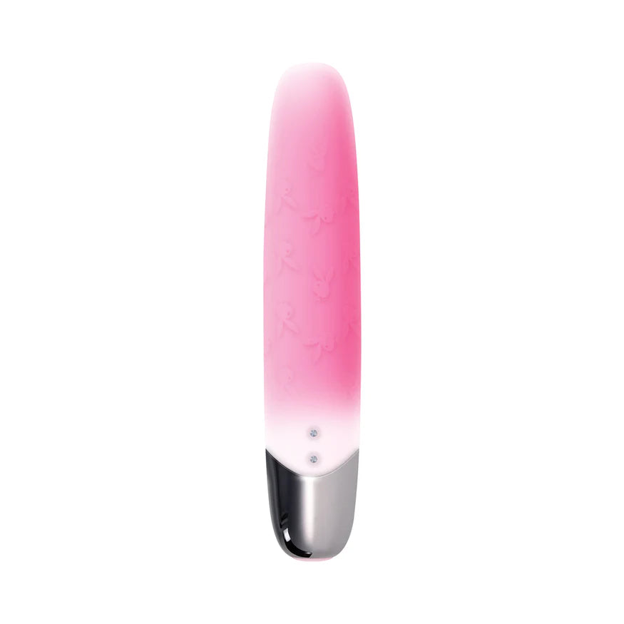 Playboy Bunnies On Parade Rechargeable Silicone Vibrator with Clitoral Stimulator – Squishy Vibrating Bullet for Intense Pleasure - Buy At Luxury Toy X - Free 3-Day Shipping