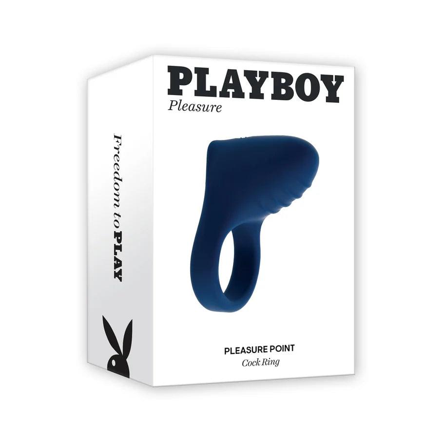 Playboy Pleasure Point Rechargeable Cockring Silicone Navy Blue - Buy At Luxury Toy X - Free 3-Day Shipping
