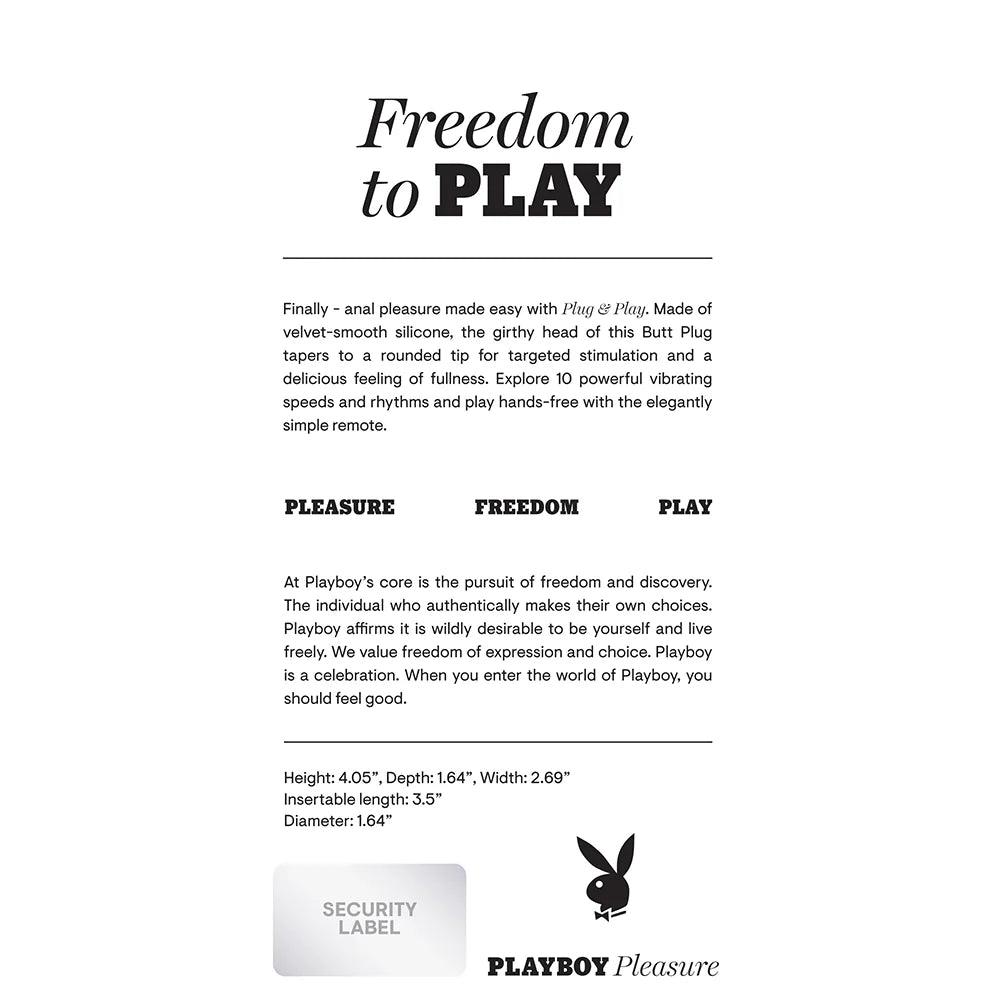 Playboy Plug & Play Rechargeable Remote Controlled Vibrating Silicone Anal Plug - Buy At Luxury Toy X - Free 3-Day Shipping