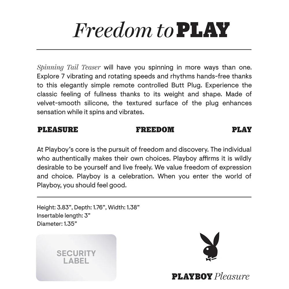 Playboy Spinning Tail Teaser Vibrating Rotating Anal Plug Salute - Buy At Luxury Toy X - Free 3-Day Shipping
