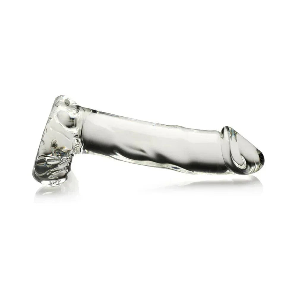 Pleasure Crystals 7.1 in. Glass Dildo with Balls - Buy At Luxury Toy X - Free 3-Day Shipping