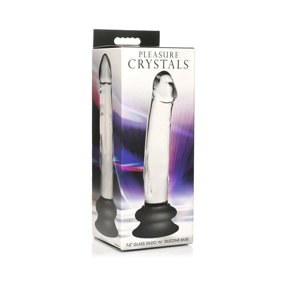 Pleasure Crystals Glass Dildo with Silicone Base 7in - Buy At Luxury Toy X - Free 3-Day Shipping