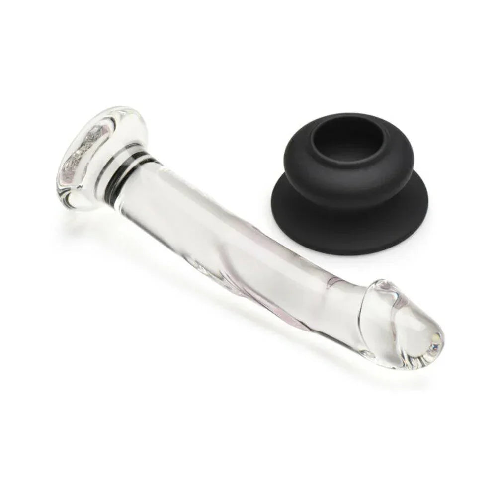 Pleasure Crystals Glass Dildo with Silicone Base 7in - Buy At Luxury Toy X - Free 3-Day Shipping