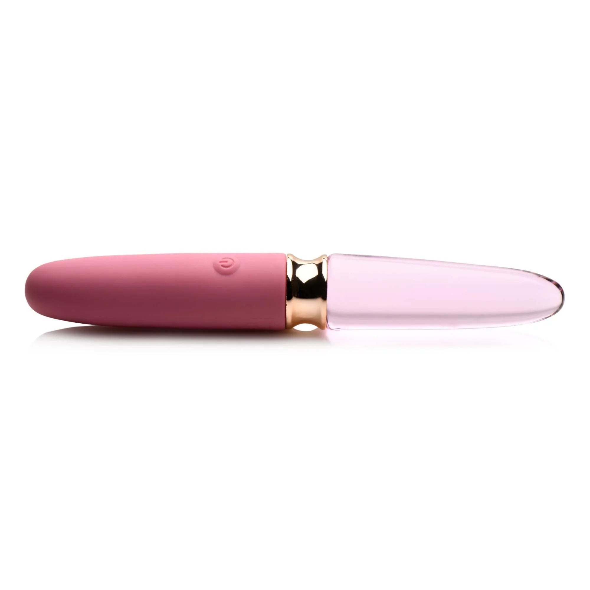 Prisms Erotic Glass Vibra-Glass 10X Rosé Dual Ended Smooth Silicone/Glass Vibrator - Buy At Luxury Toy X - Free 3-Day Shipping