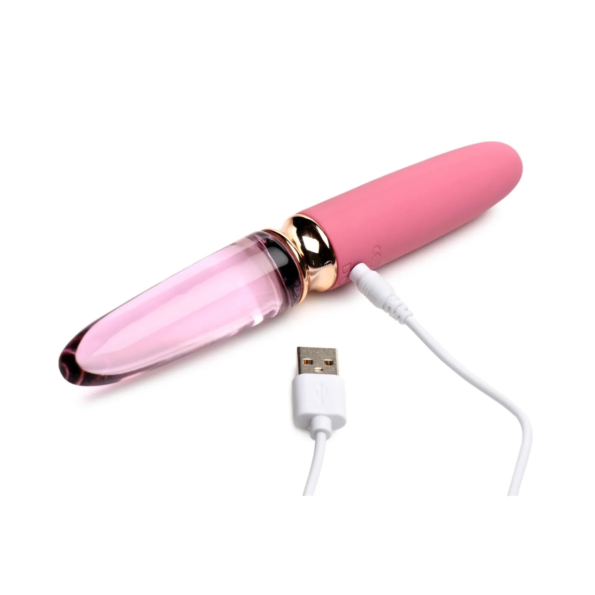 Prisms Erotic Glass Vibra-Glass 10X Rosé Dual Ended Smooth Silicone/Glass Vibrator - Buy At Luxury Toy X - Free 3-Day Shipping