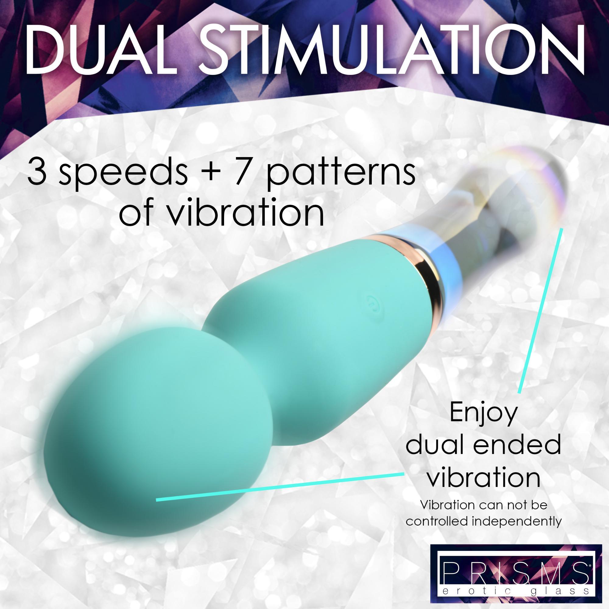 Prisms Erotic Glass Vibra-Glass 10X Turquoise Dual Ended Silicone/Glass Wand - Buy At Luxury Toy X - Free 3-Day Shipping