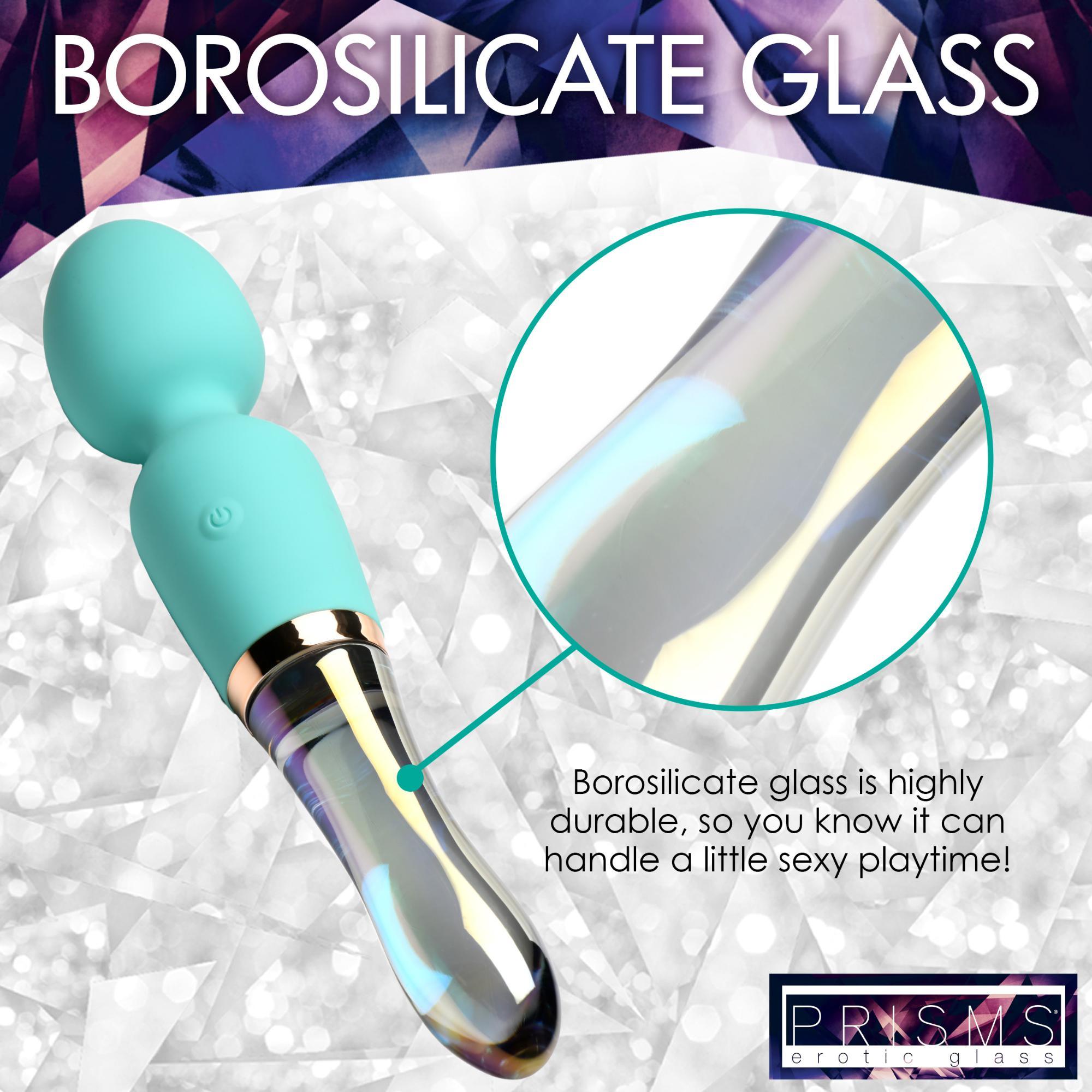 Prisms Erotic Glass Vibra-Glass 10X Turquoise Dual Ended Silicone/Glass Wand - Buy At Luxury Toy X - Free 3-Day Shipping