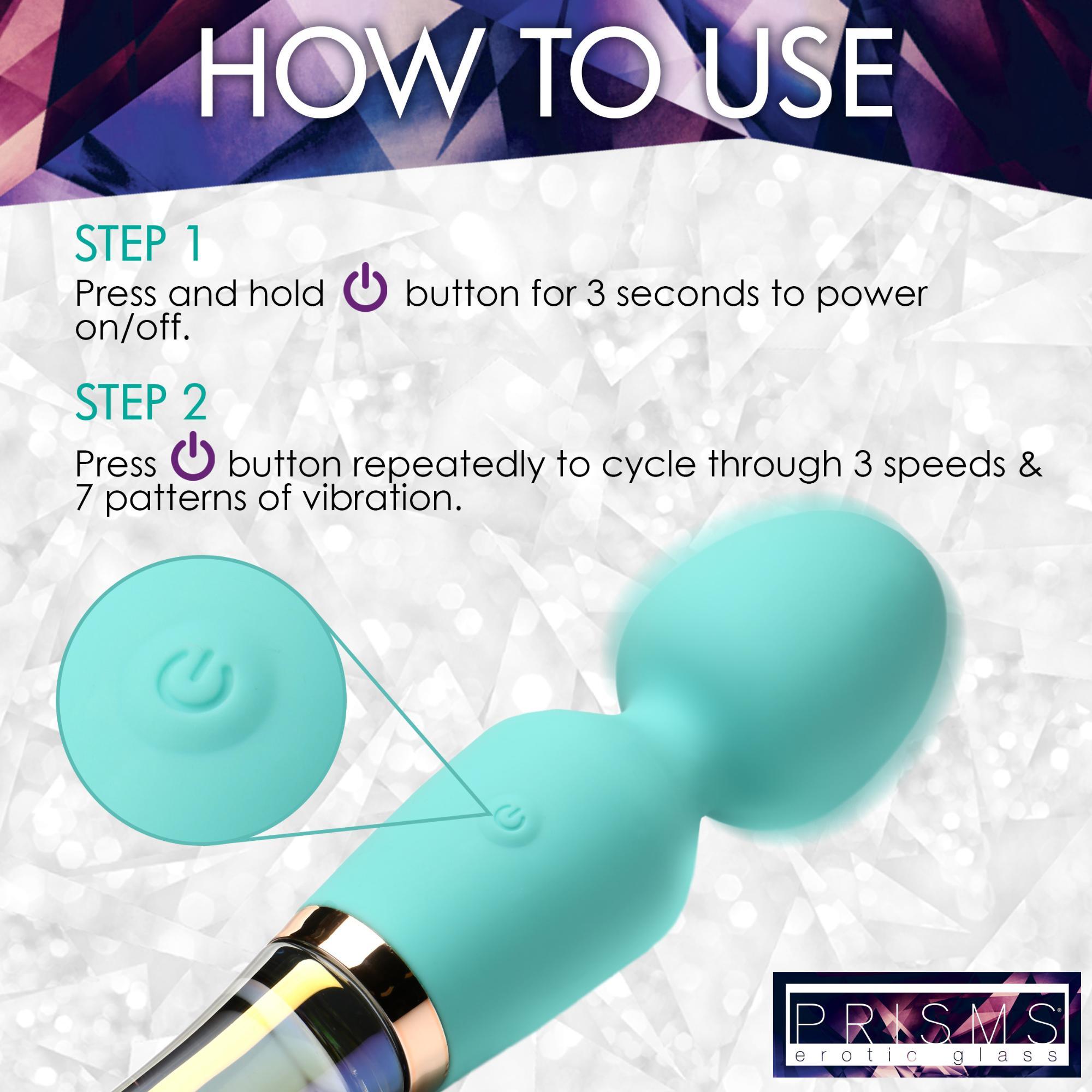 Prisms Erotic Glass Vibra-Glass 10X Turquoise Dual Ended Silicone/Glass Wand - Buy At Luxury Toy X - Free 3-Day Shipping