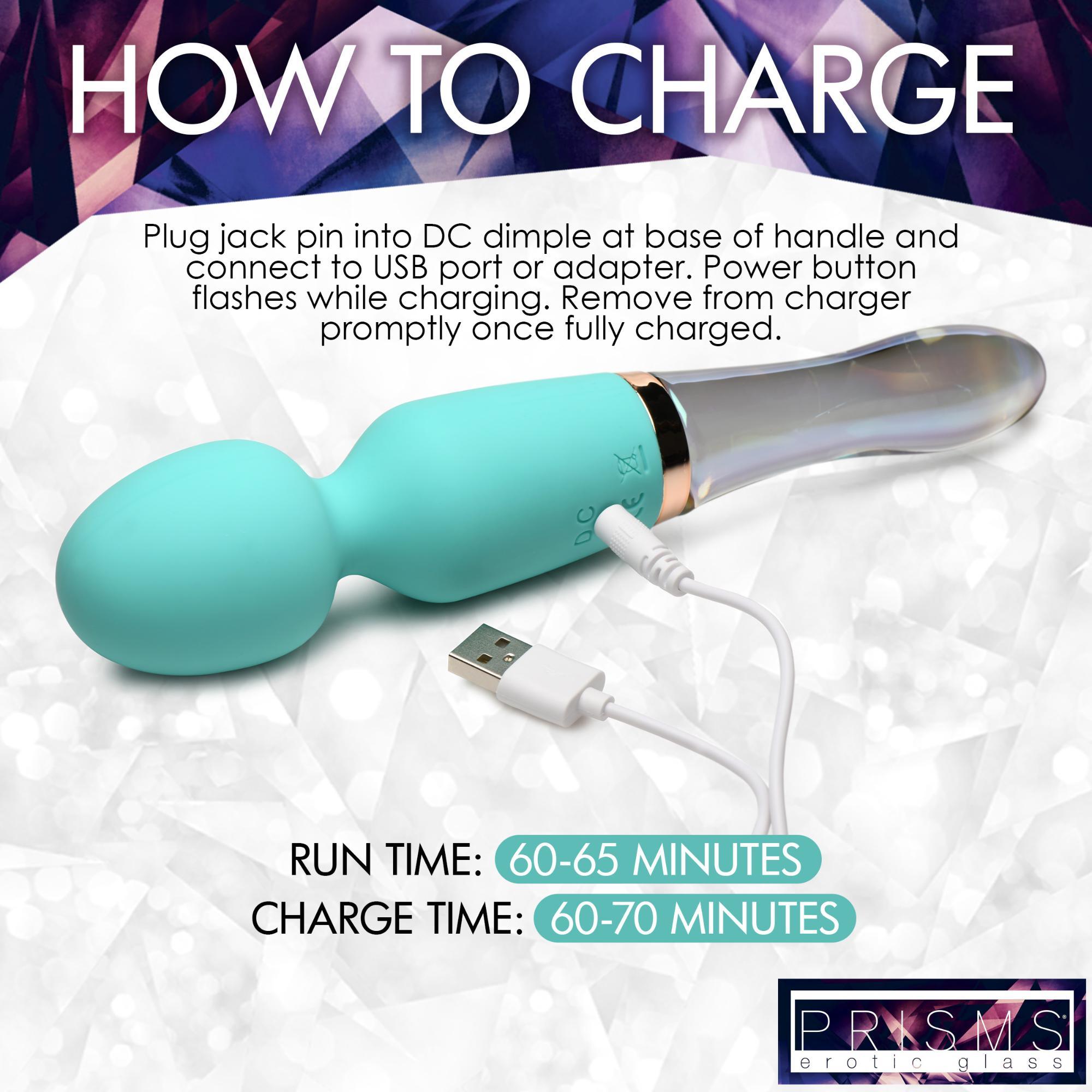 Prisms Erotic Glass Vibra-Glass 10X Turquoise Dual Ended Silicone/Glass Wand - Buy At Luxury Toy X - Free 3-Day Shipping