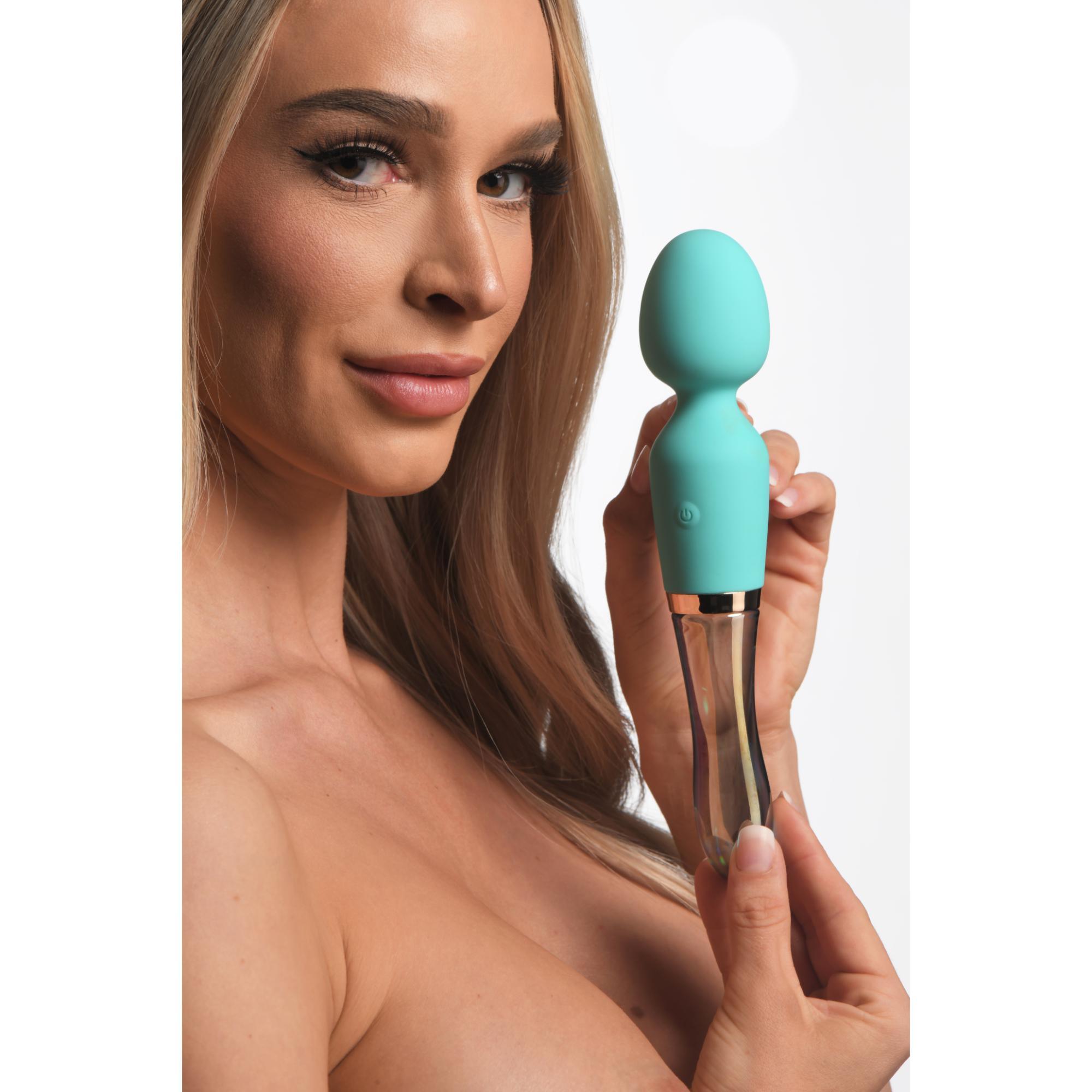 Prisms Erotic Glass Vibra-Glass 10X Turquoise Dual Ended Silicone/Glass Wand - Buy At Luxury Toy X - Free 3-Day Shipping