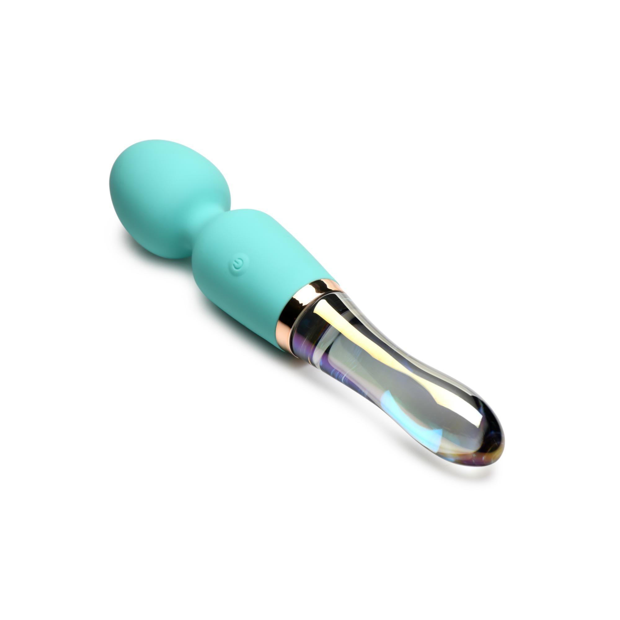 Prisms Erotic Glass Vibra-Glass 10X Turquoise Dual Ended Silicone/Glass Wand - Buy At Luxury Toy X - Free 3-Day Shipping