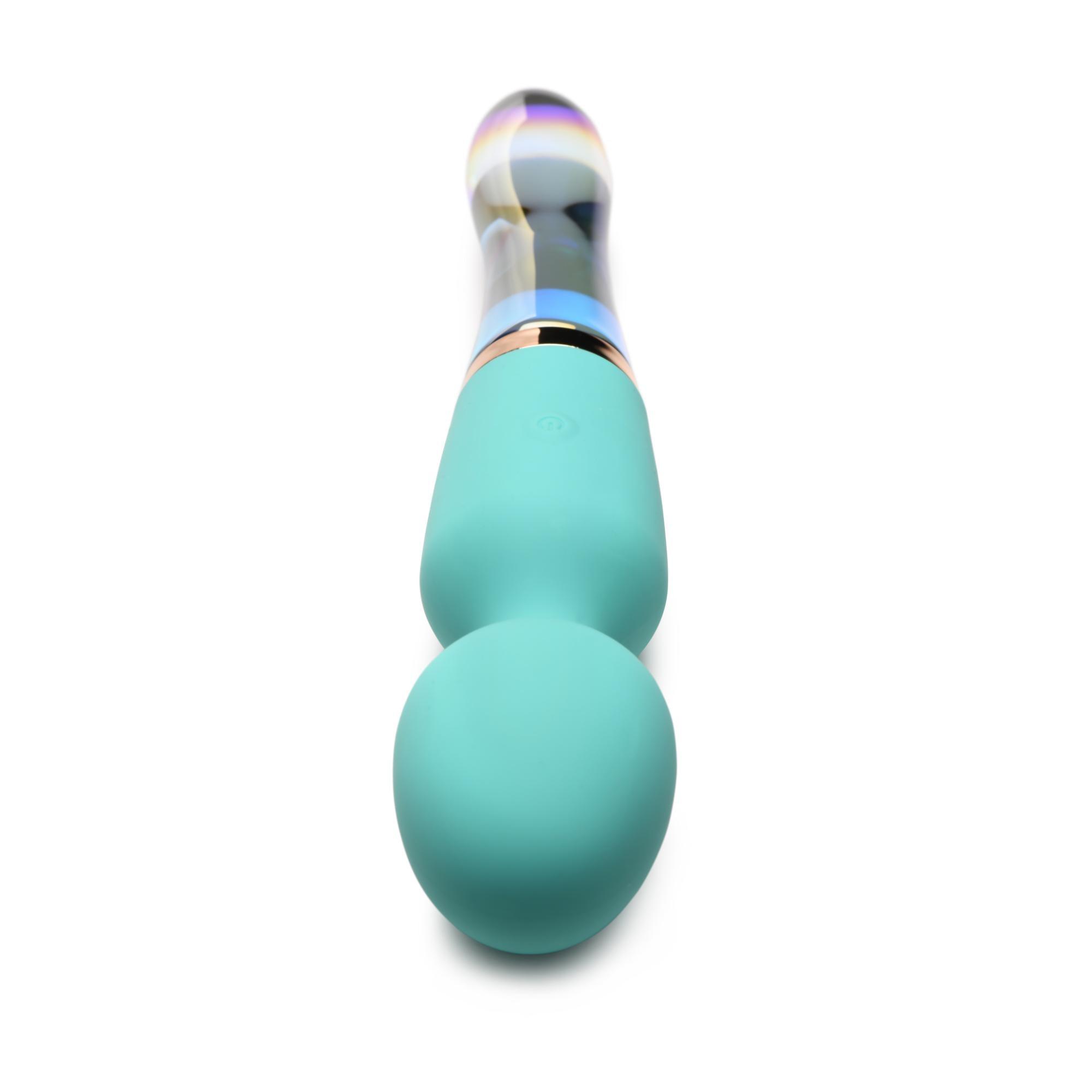 Prisms Erotic Glass Vibra-Glass 10X Turquoise Dual Ended Silicone/Glass Wand - Buy At Luxury Toy X - Free 3-Day Shipping