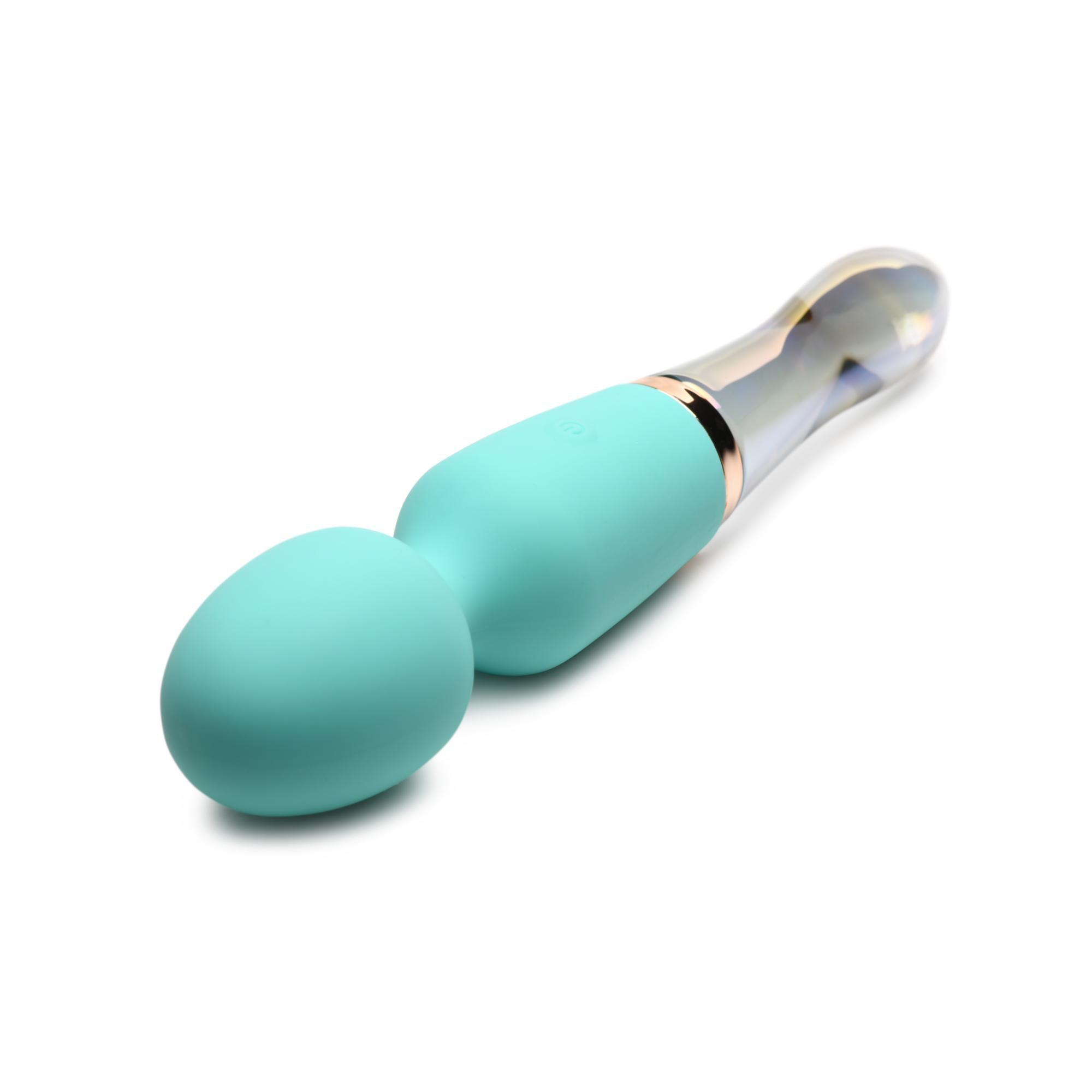 Prisms Erotic Glass Vibra-Glass 10X Turquoise Dual Ended Silicone/Glass Wand - Buy At Luxury Toy X - Free 3-Day Shipping
