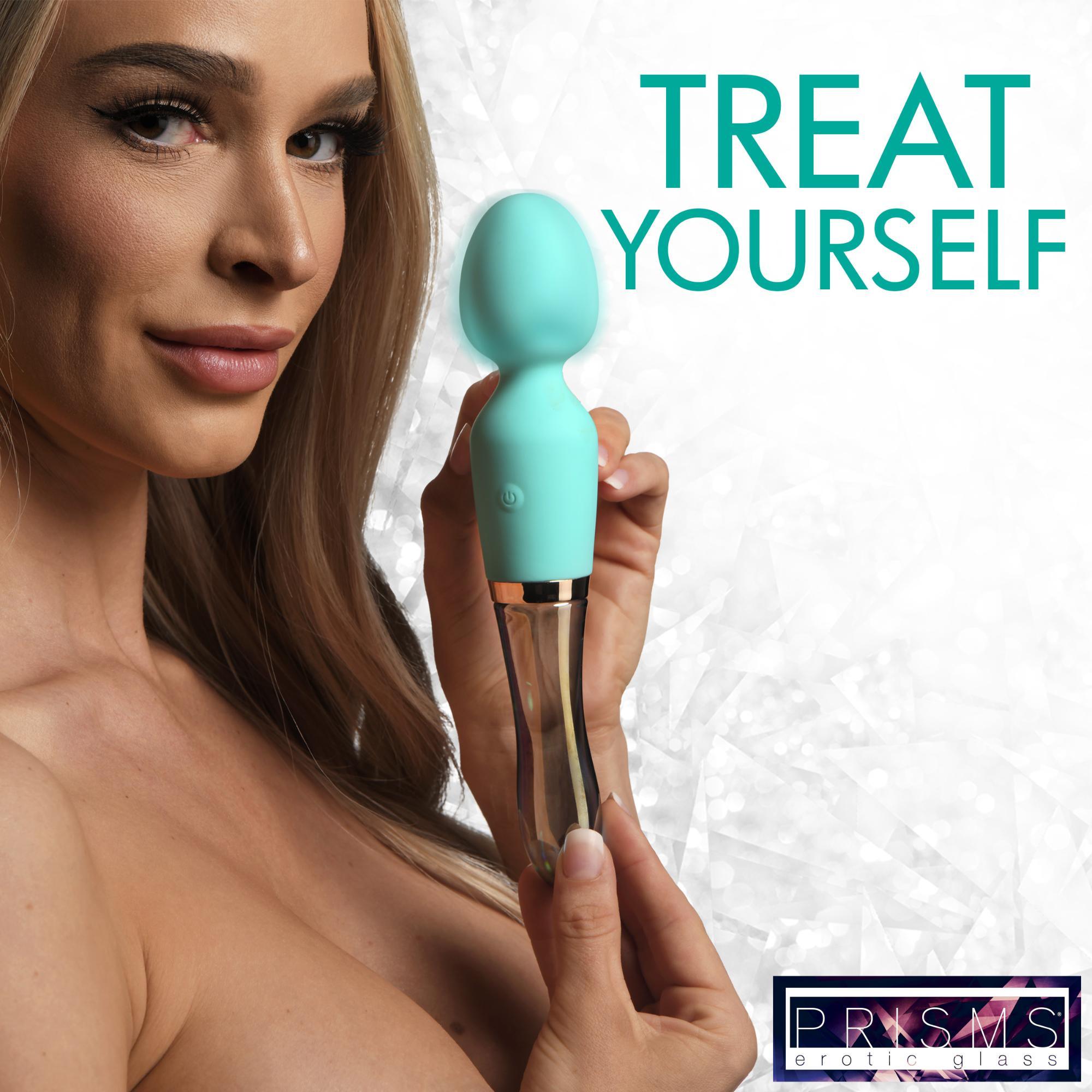 Prisms Erotic Glass Vibra-Glass 10X Turquoise Dual Ended Silicone/Glass Wand - Buy At Luxury Toy X - Free 3-Day Shipping