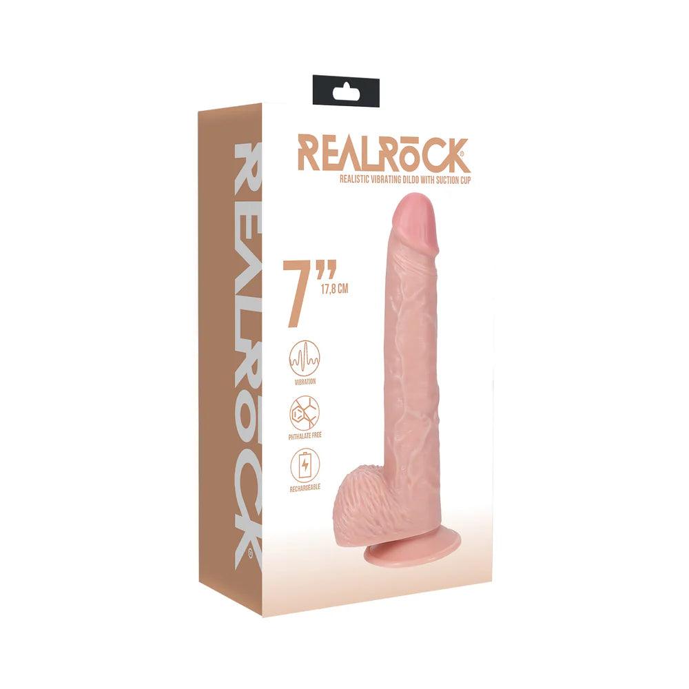 RealRock 7 in. Vibrating Cock with Balls Regular Straight - Buy At Luxury Toy X - Free 3-Day Shipping