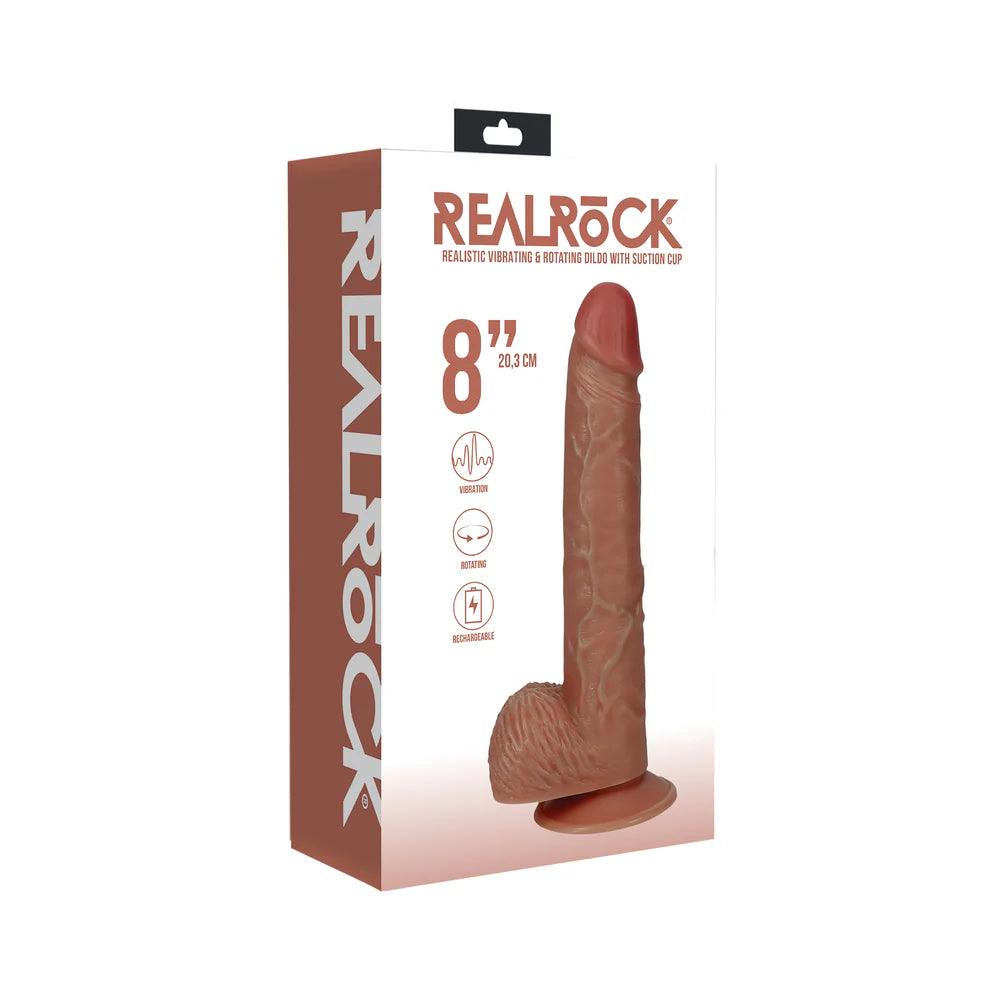 RealRock 8 in. Vibrating and Rotating Cock with Balls Regular Straight - Buy At Luxury Toy X - Free 3-Day Shipping