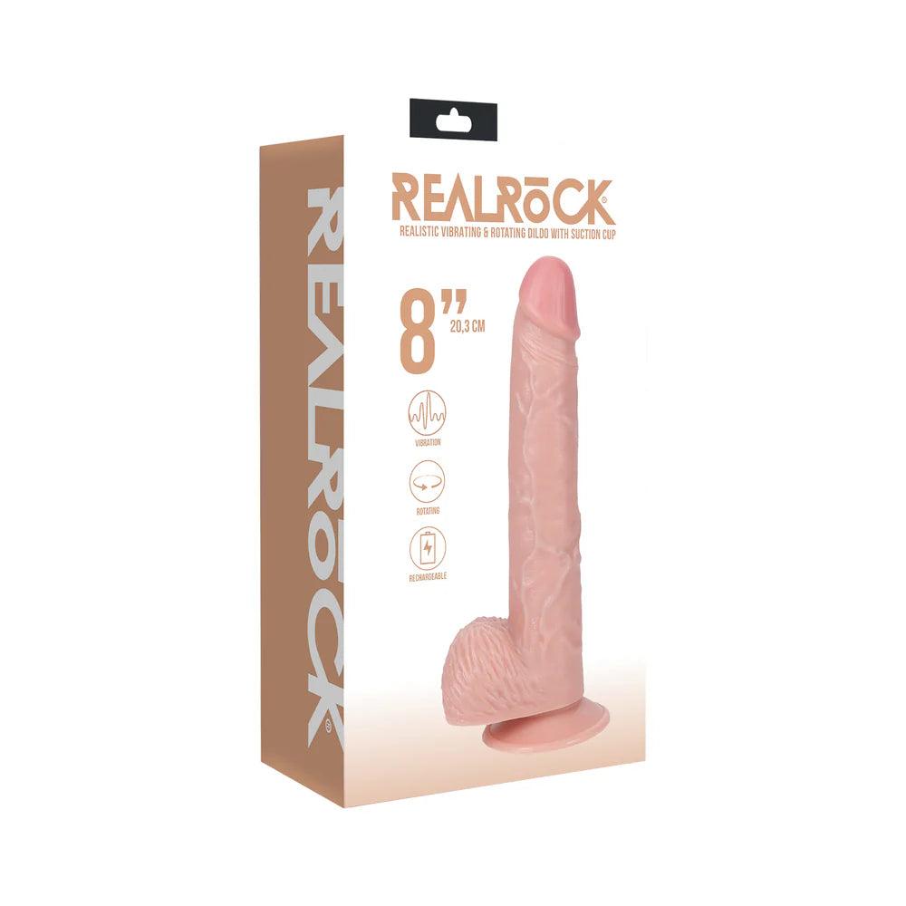 RealRock 8 in. Vibrating and Rotating Cock with Balls Regular Straight - Buy At Luxury Toy X - Free 3-Day Shipping