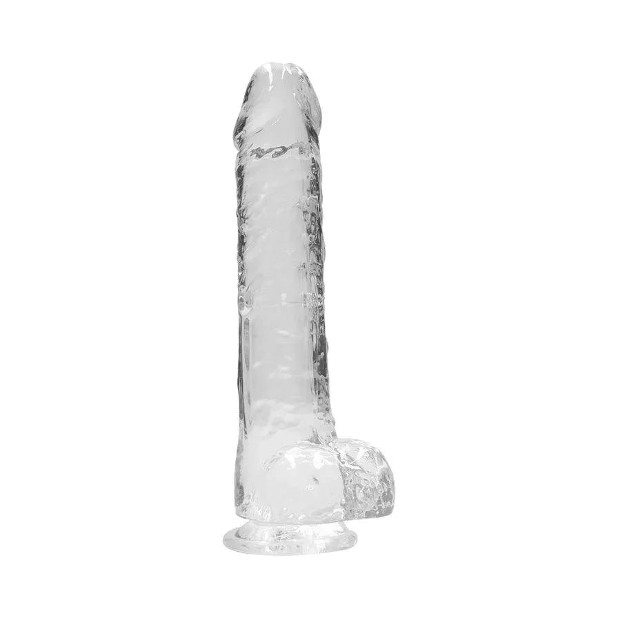RealRock Crystal Clear Realistic 10 in. Dildo With Balls and Suction Cup - Buy At Luxury Toy X - Free 3-Day Shipping
