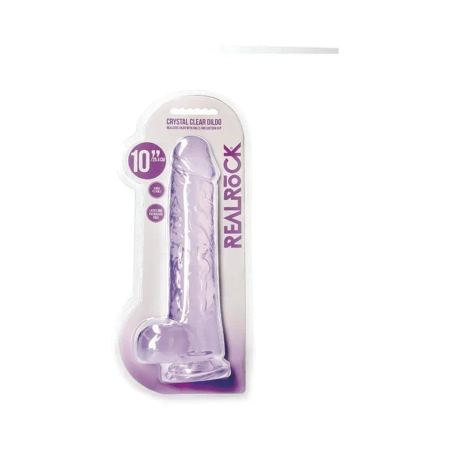 RealRock Crystal Clear Realistic 10 in. Dildo With Balls and Suction Cup - Buy At Luxury Toy X - Free 3-Day Shipping