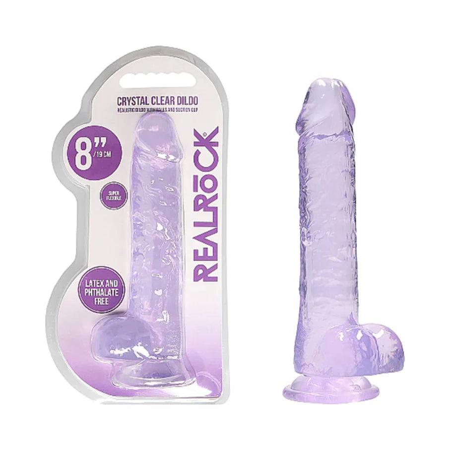 RealRock Crystal Clear Realistic 8 in. Dildo With Balls and Suction Cup - Buy At Luxury Toy X - Free 3-Day Shipping