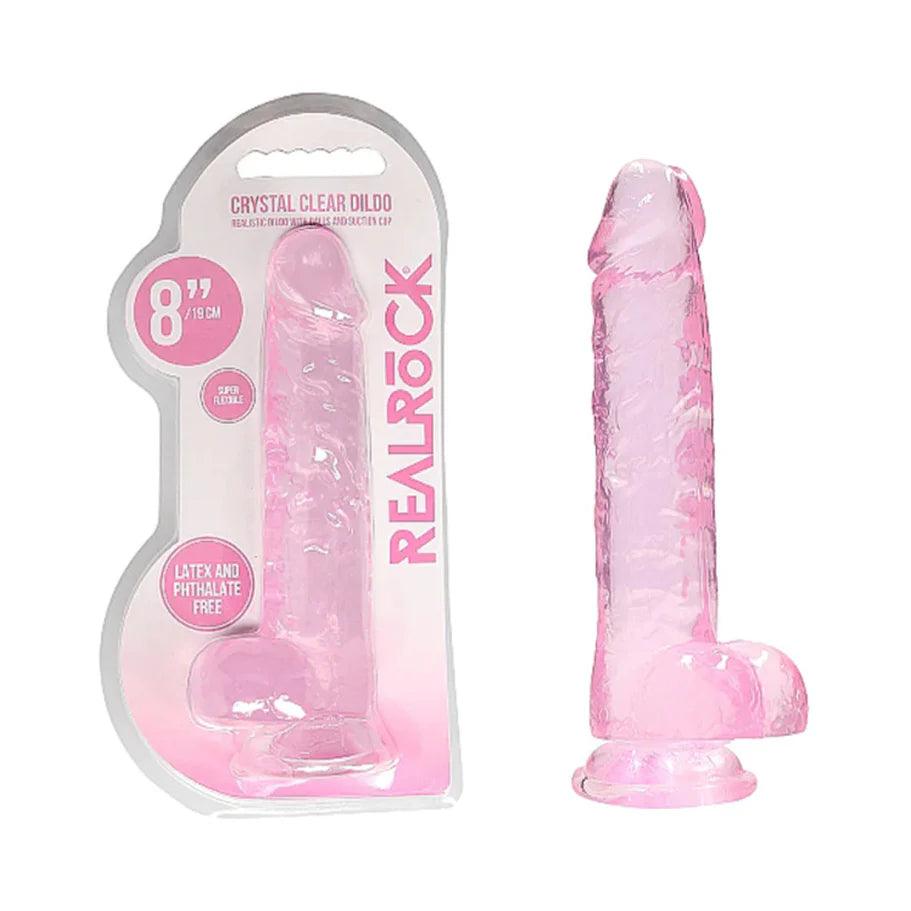 RealRock Crystal Clear Realistic 8 in. Dildo With Balls and Suction Cup - Buy At Luxury Toy X - Free 3-Day Shipping