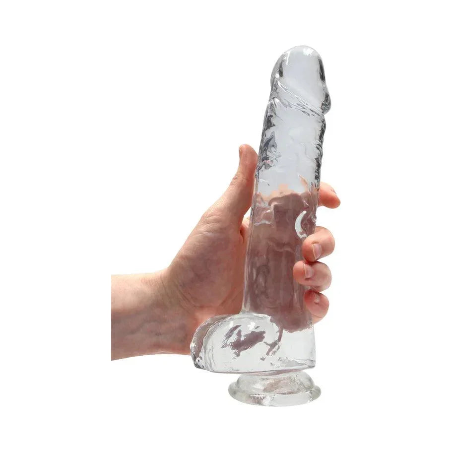 RealRock Crystal Clear Realistic 9 in. Dildo With Balls and Suction Cup - Buy At Luxury Toy X - Free 3-Day Shipping