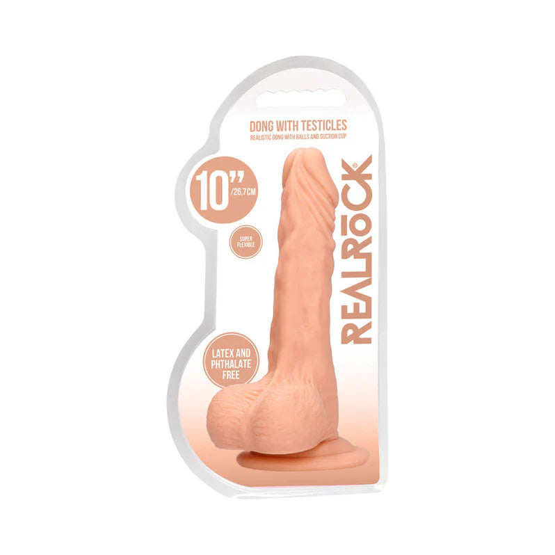 RealRock Skin Realistic Dildo with Balls 10" - Buy At Luxury Toy X - Free 3-Day Shipping