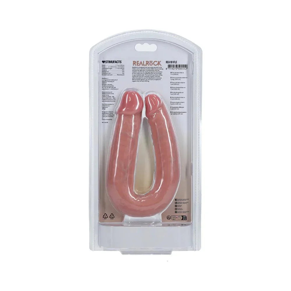 RealRock Ultra Realistic Skin U Shaped Double Dildo 7in - Buy At Luxury Toy X - Free 3-Day Shipping