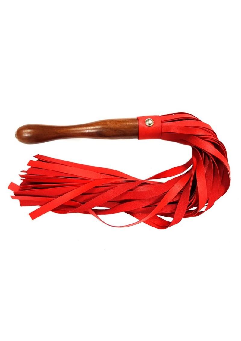 Rouge Fetish Play Wooden Handle Vegan Leather Flogger - Buy At Luxury Toy X - Free 3-Day Shipping
