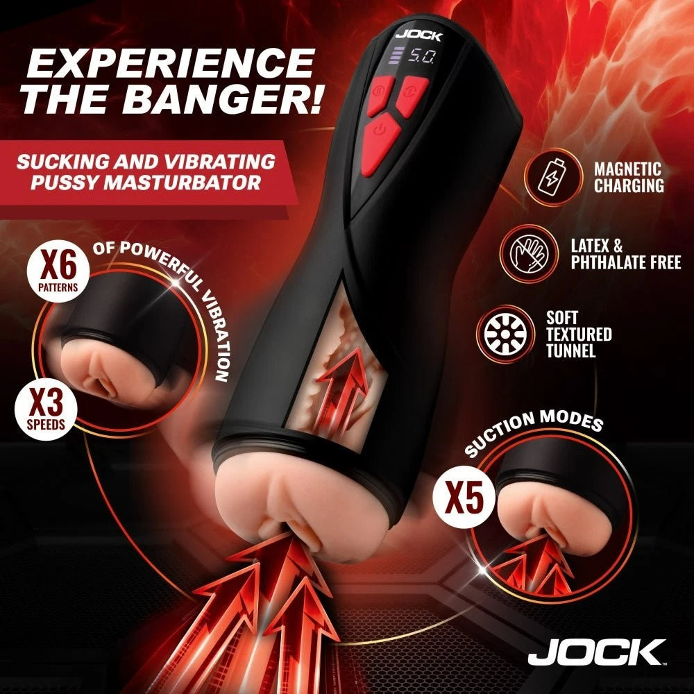Jock Banger Sucking & Vibrating Pussy Rechargeable Masturbator – Suction & Vibration Stroker