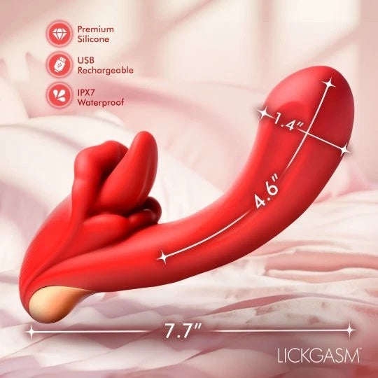 Lickgasm Lusty Licker Rechargeable Silicone Vibrator with Licking Tongue