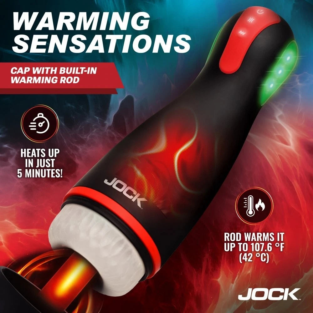 JOCK Blaze Vibrating, Sucking & Warming Rechargeable Masturbator