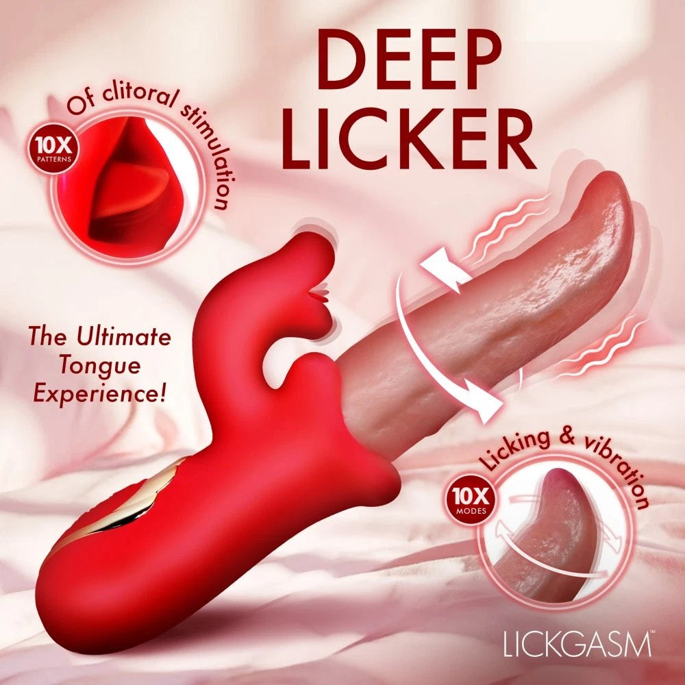 Lickgasm Deep Licker Rechargeable Silicone Tongue Vibrator with Clitoral Stimulator