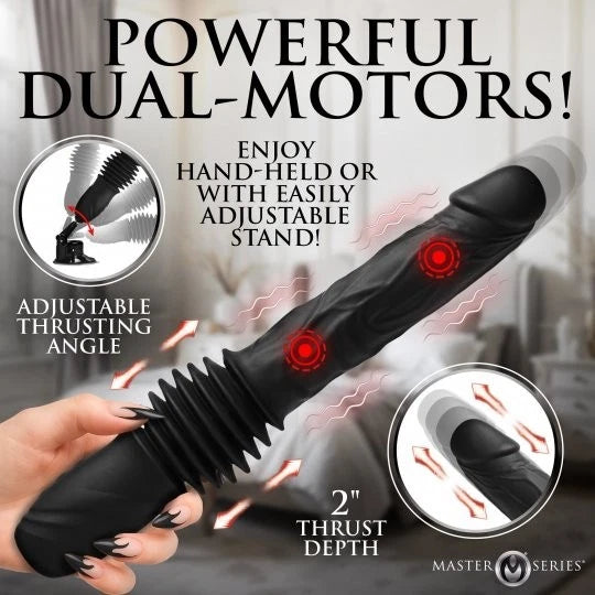 Master Series Double Pounder Thrusting Vibrating Dildo with Remote