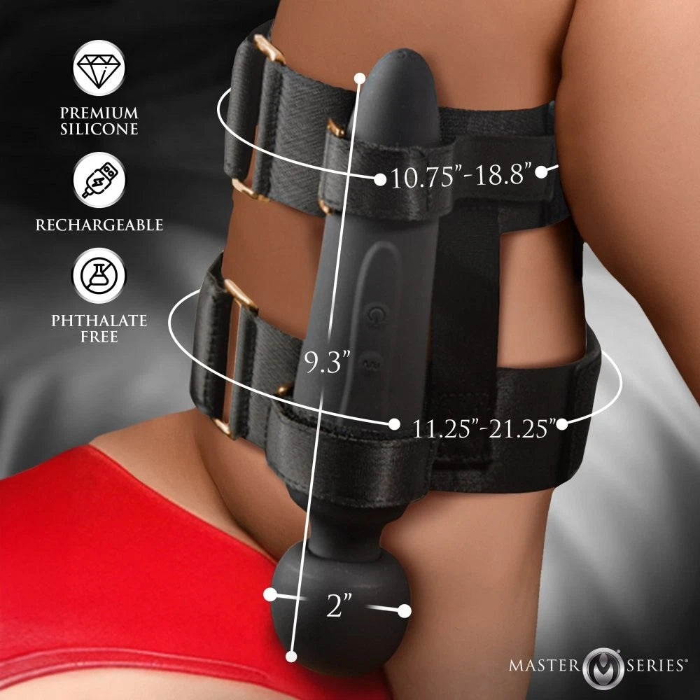 Master Series Thunderstick Thigh Strap Rechargeable Vibrating Wand with Remote