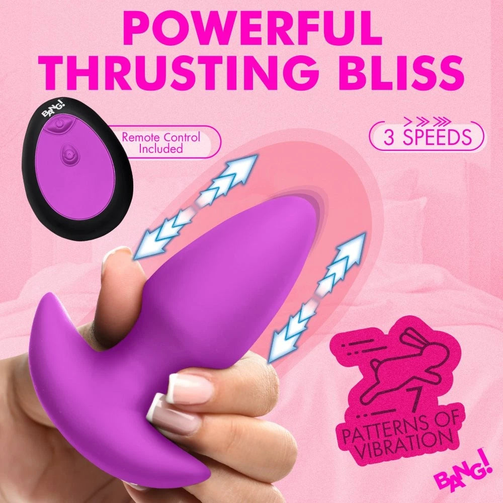 Bang! Thrusting & Vibrating Rechargeable Silicone Butt Plug with Remote