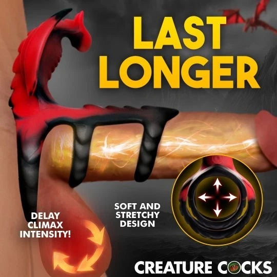 Creature Cocks Dragon Flight Vibrating Silicone Cock Ring with Remote