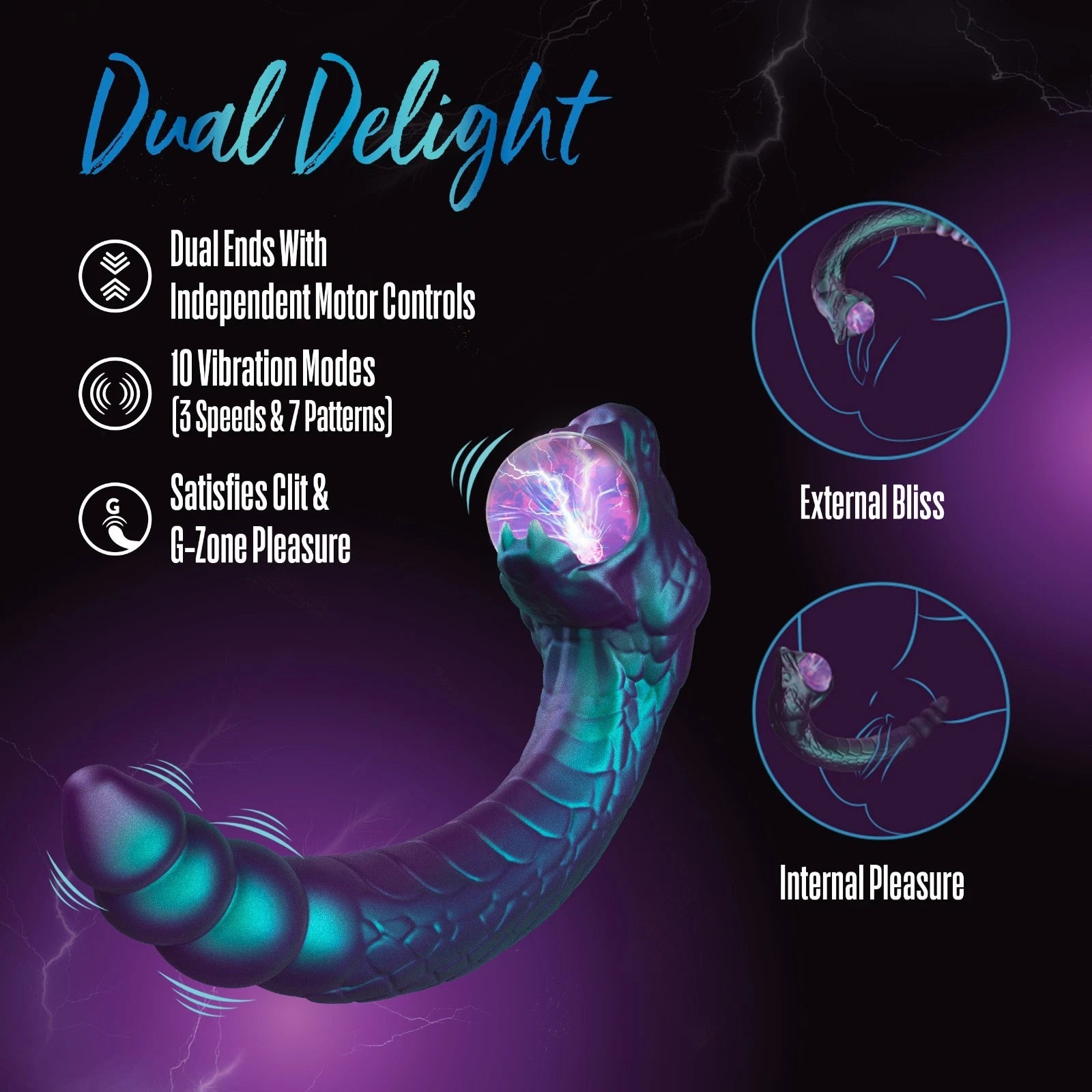 Temptasia Rattle Snake Rechargeable Silicone Vibrator with Dual Motors