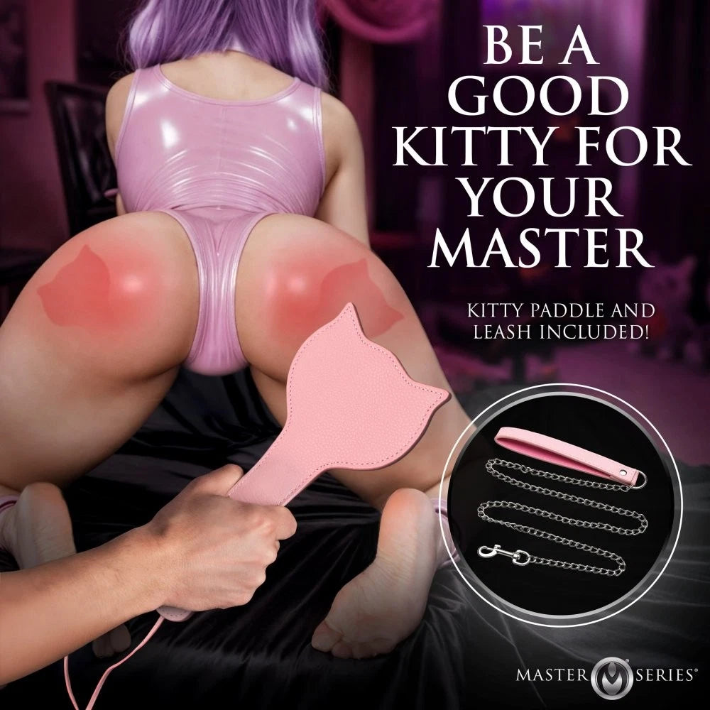Master Series Kitty Bondage Set – Vegan Leather Collar, Cuffs & Paddle Kit