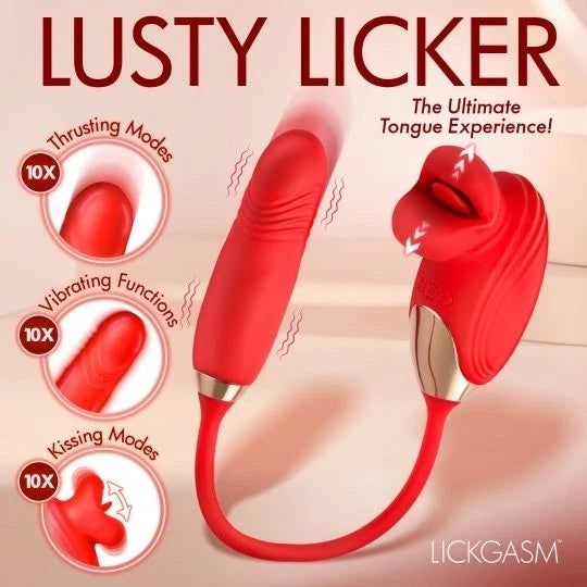 Lickgasm Bliss Kiss Rechargeable Silicone Kissing Clitoral Stimulator with Thrusting Vibrator