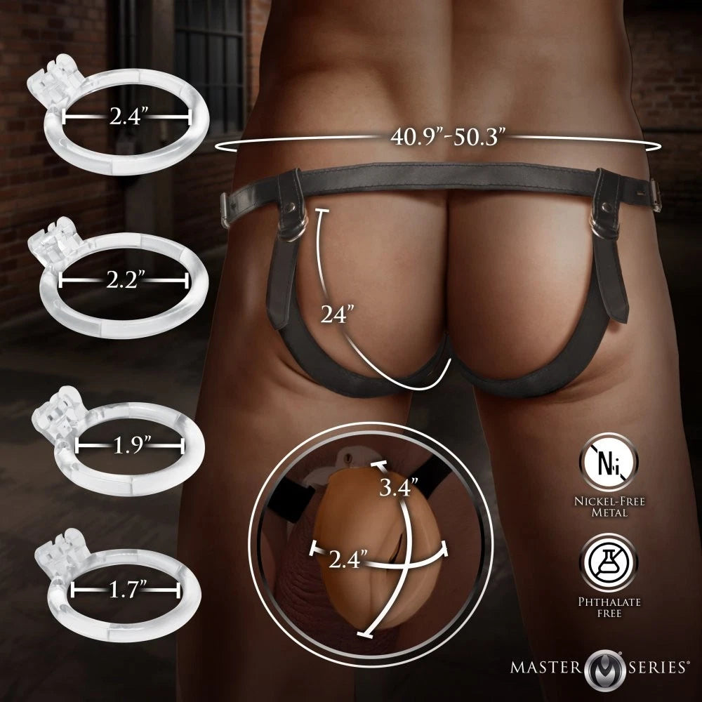 Master Series Pussy Chastity Cage with Adjustable Harness