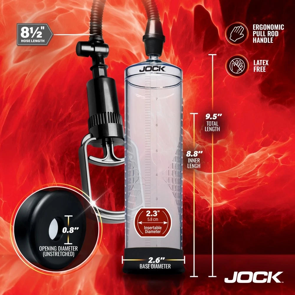 Jock Amp Up Penis Pump with Pull Rod – Manual Vacuum Pump with Graduated Cylinder