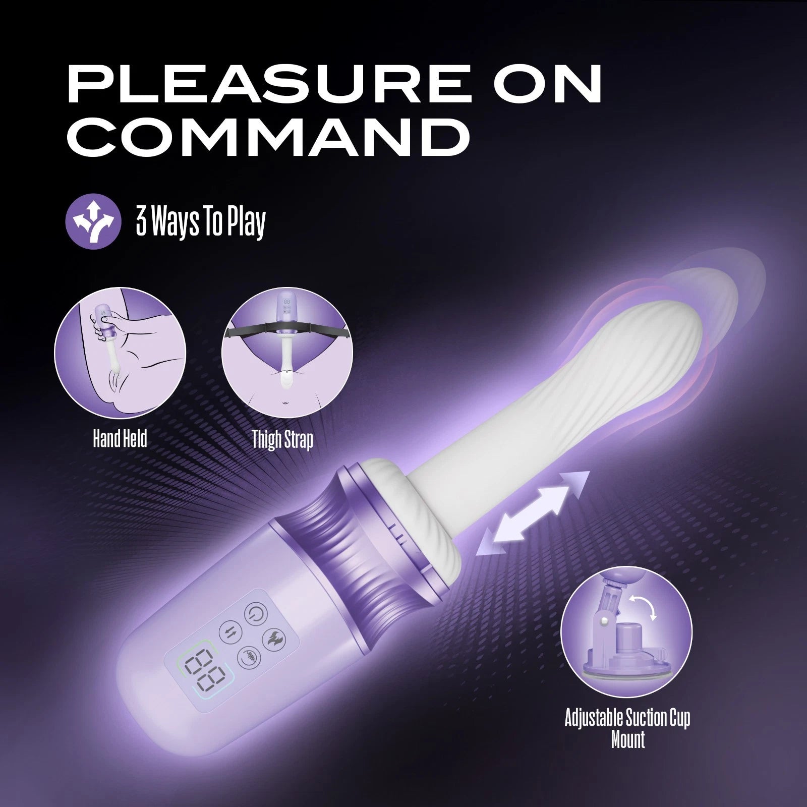 Temptasia Violet Vixen Rechargeable Thrusting Silicone Dildo with Mount