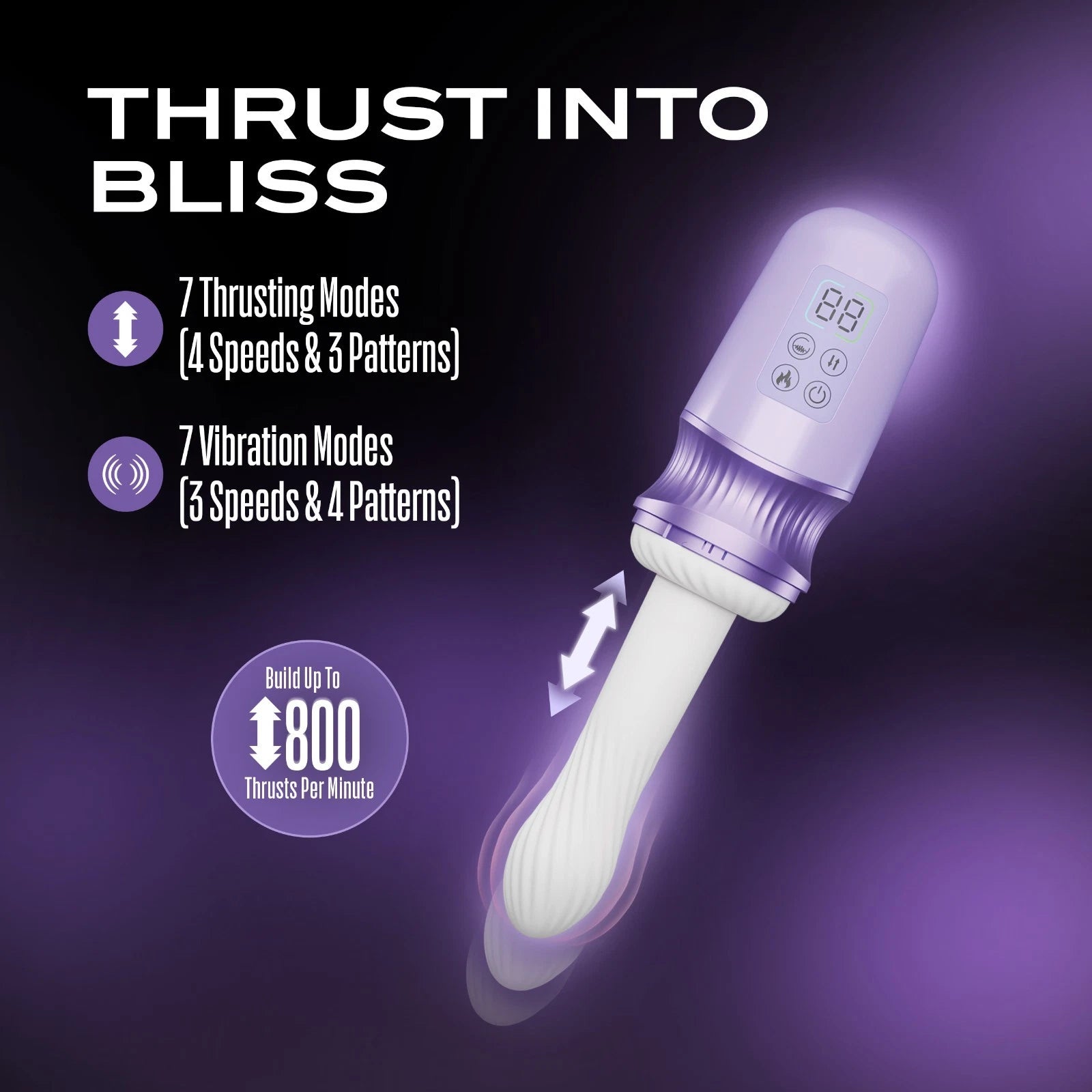 Temptasia Violet Vixen Rechargeable Thrusting Silicone Dildo with Mount