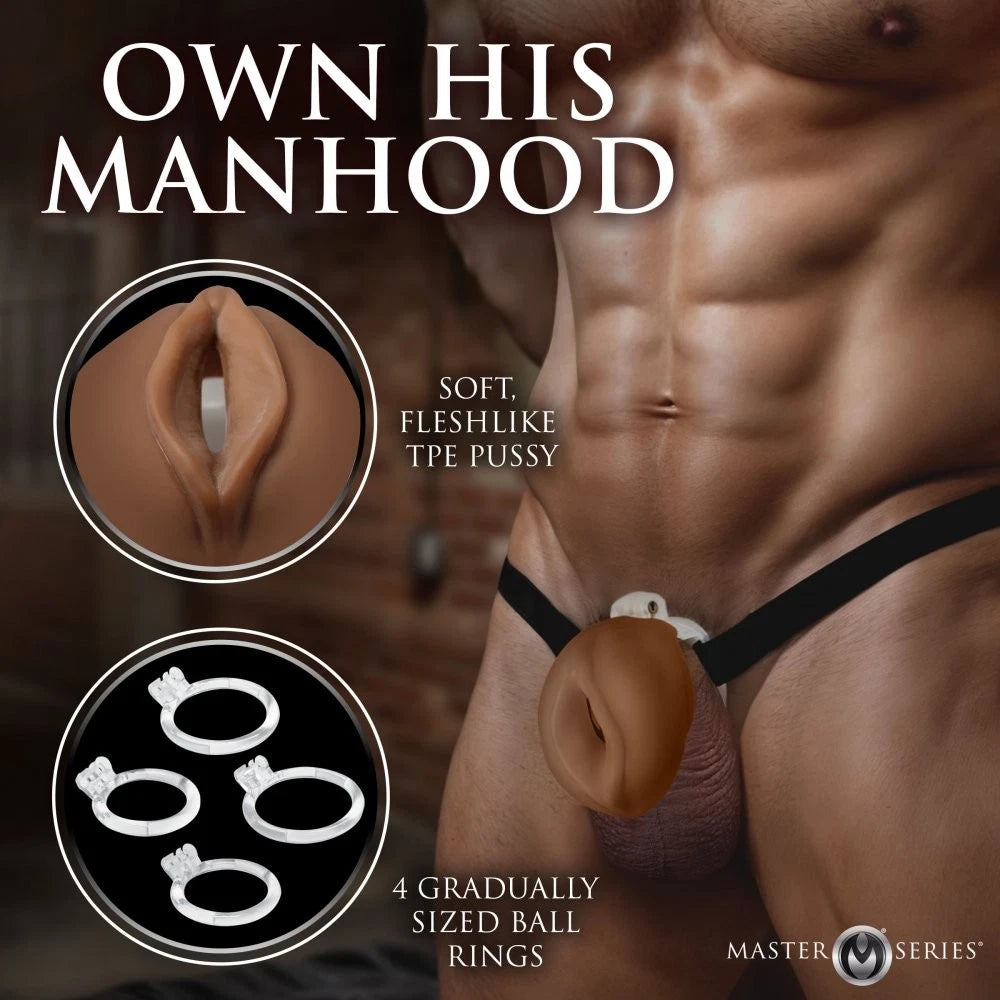 Master Series Pussy Chastity Cage with Adjustable Harness